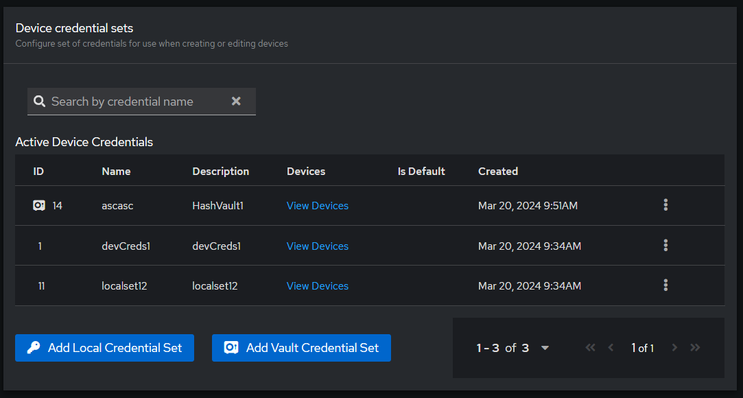 Add Vault Credential Set