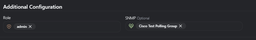 Device role assignment interface showing role selection for access control configuration